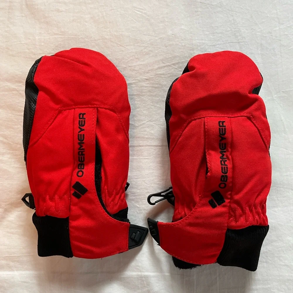 Obermeyer Kids' Black and Red Mittens in EUC